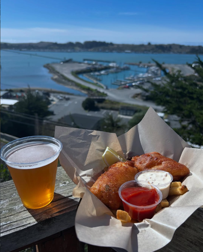 Fish & chips and a cold beer overlooking Bodega Bay
